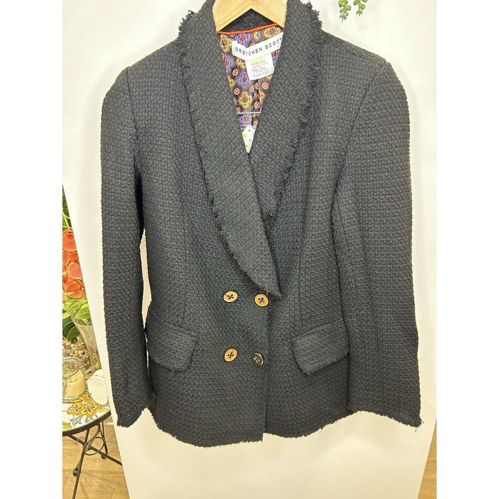 Gretchen Scott Women's Black‎ Double Breasted Long Sleeve Jacket/ Blazer Sz S